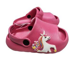 Pink Unicorn Kids‎ Clogs With Comfort Insole Adjustable Strap Slip On Whimsical